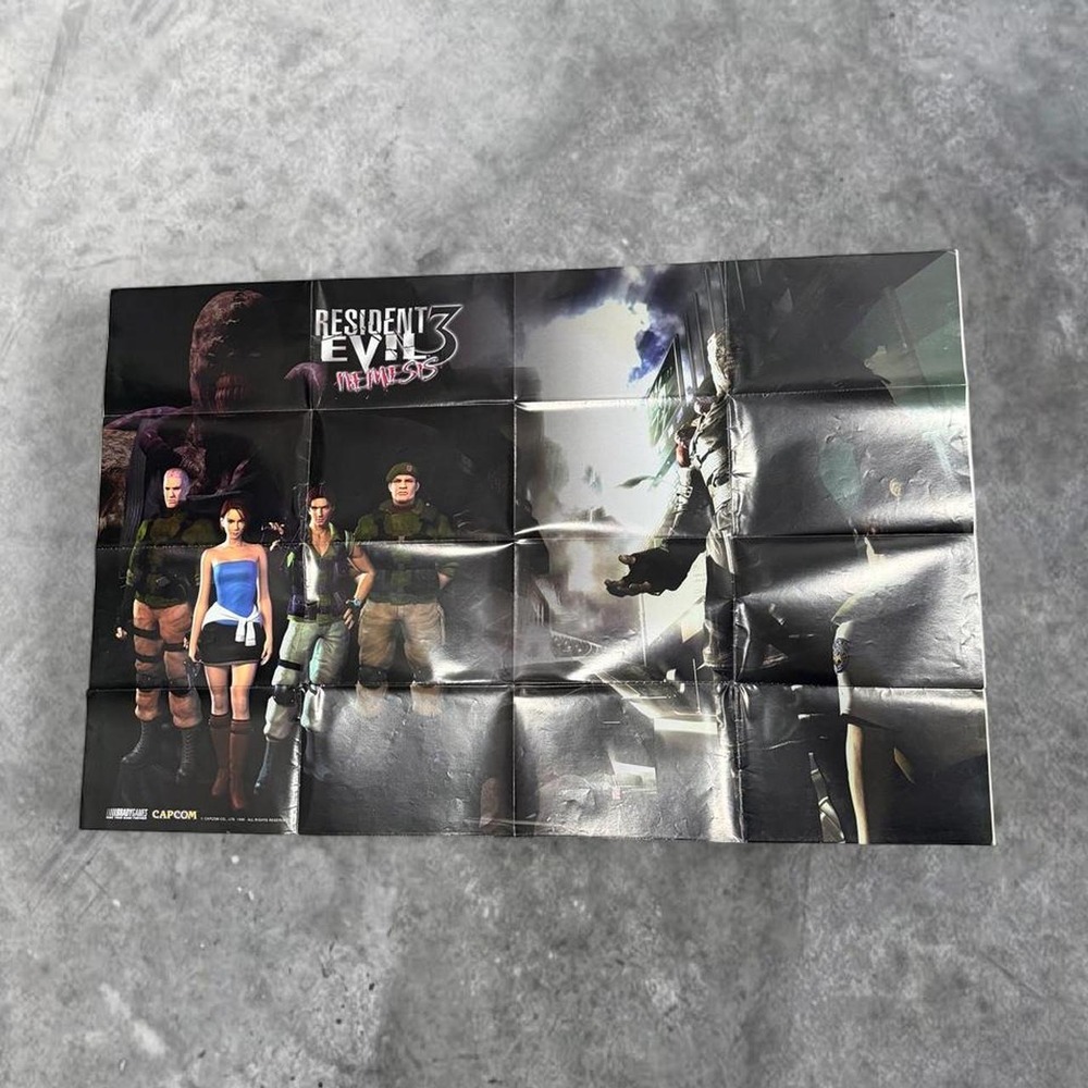Vintage 1999 Resident Evil 3 Nemesis Poster BradyGames Capcom PS1 Promo Foldout